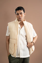 Sleeveless Puffer Jacket - Seed Pearl