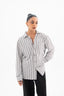White On Black Pintex Stripes Classic Shirt - Women