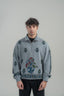 Steel grey Block Prined mockneck sweatshirt
