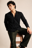 Self Textured Shirt - Black