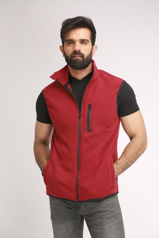 Men's Stylish Sleeveless Fleece Jacket - Brackets