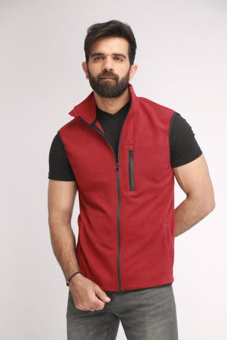 Men's Stylish Sleeveless Fleece Jacket - Brackets