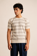 Jacquard knit T-Shirt - Off White