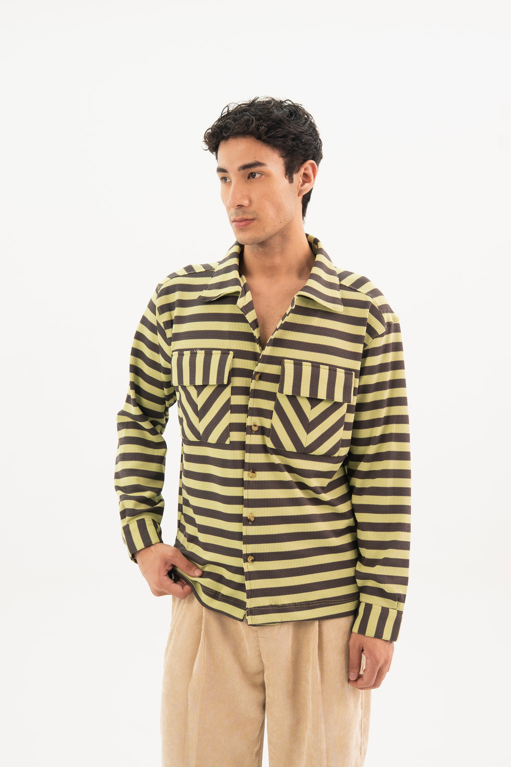 Green with grey Stripes Classic Shirt