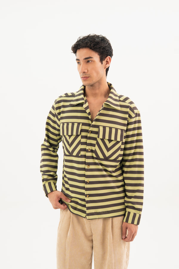 Green with grey Stripes Classic Shirt