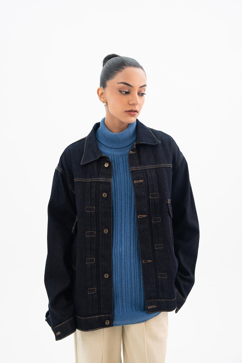 Blue Denim Trucker Jacket - Women