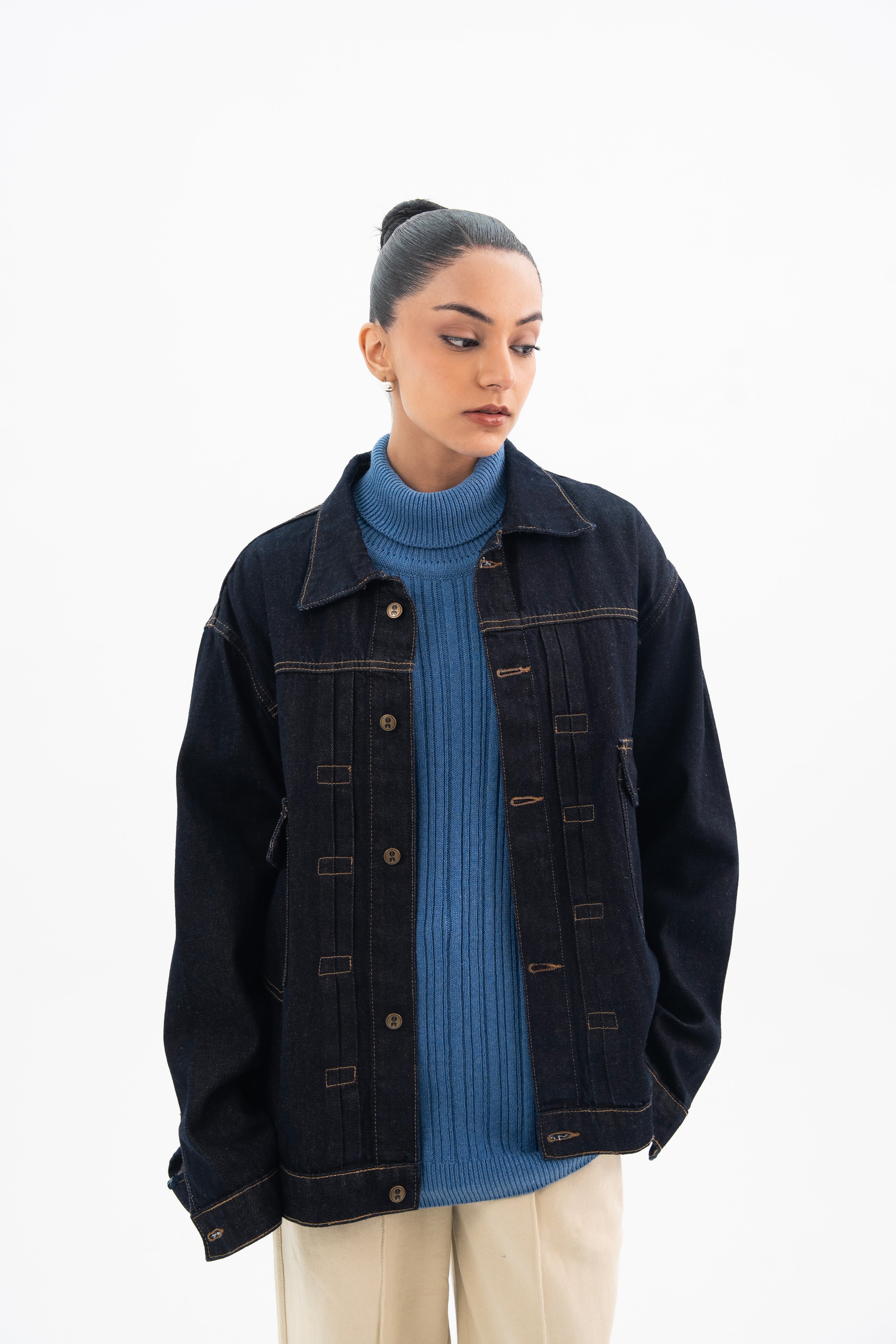 Blue Denim Trucker Jacket - Women