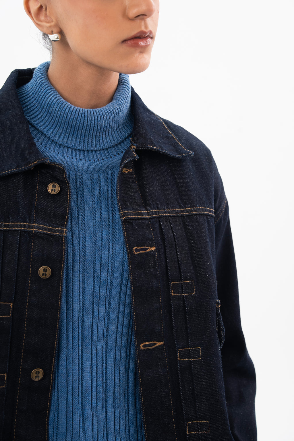 Blue Denim Trucker Jacket - Women