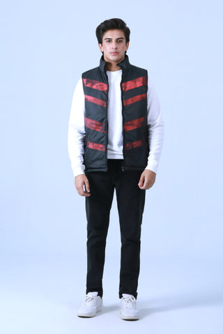Sleeveless Puffer Jacket With Heat Impact Panels - Brackets