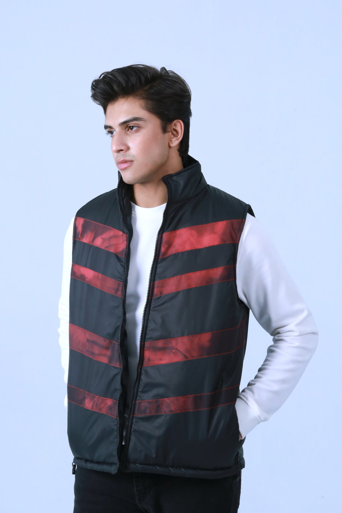 Sleeveless Puffer Jacket With Heat Impact Panels - Brackets