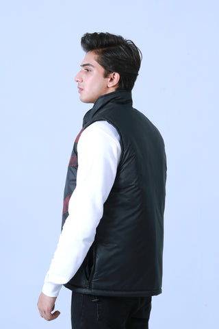 Sleeveless Puffer Jacket With Heat Impact Panels - Brackets