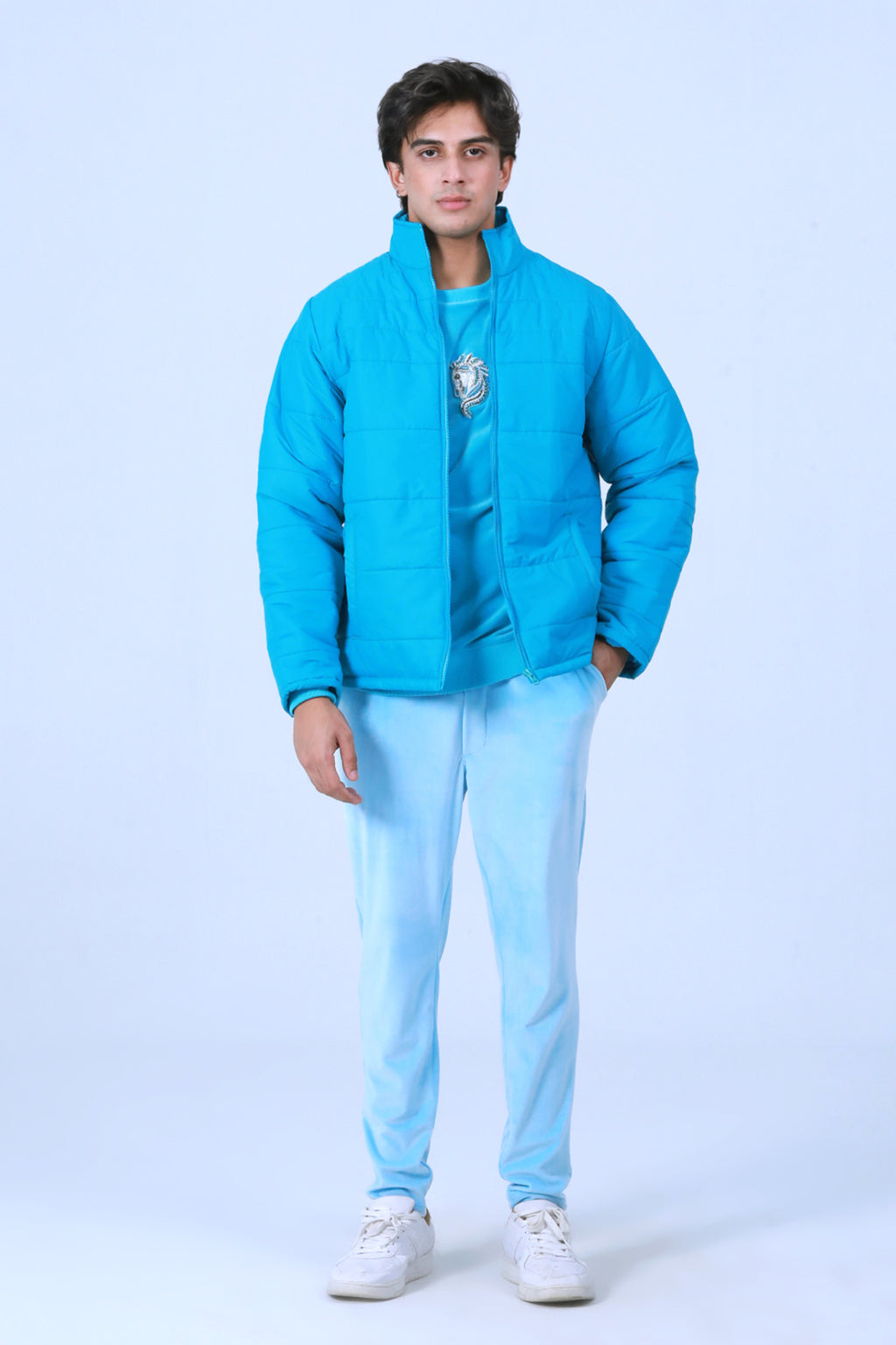 Blue Puffer Jacket - Brackets