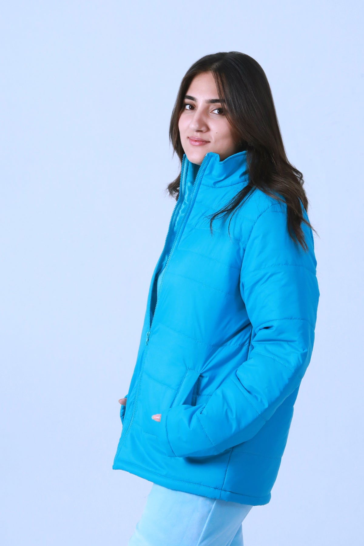Blue Puffer Jacket - Brackets