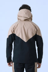 BLACK AND KHAKI TRACK JACKET WITH HOODIE