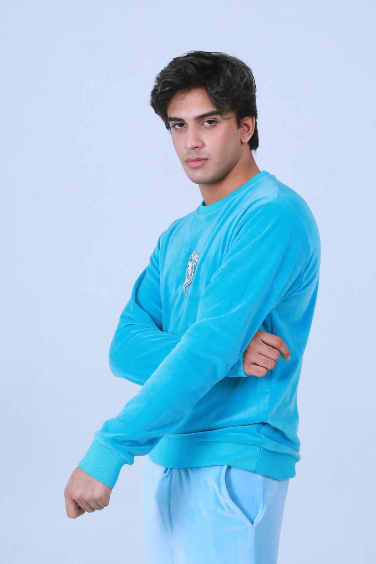 EMBELISHED VELOUR SWEATSHIRT - Brackets