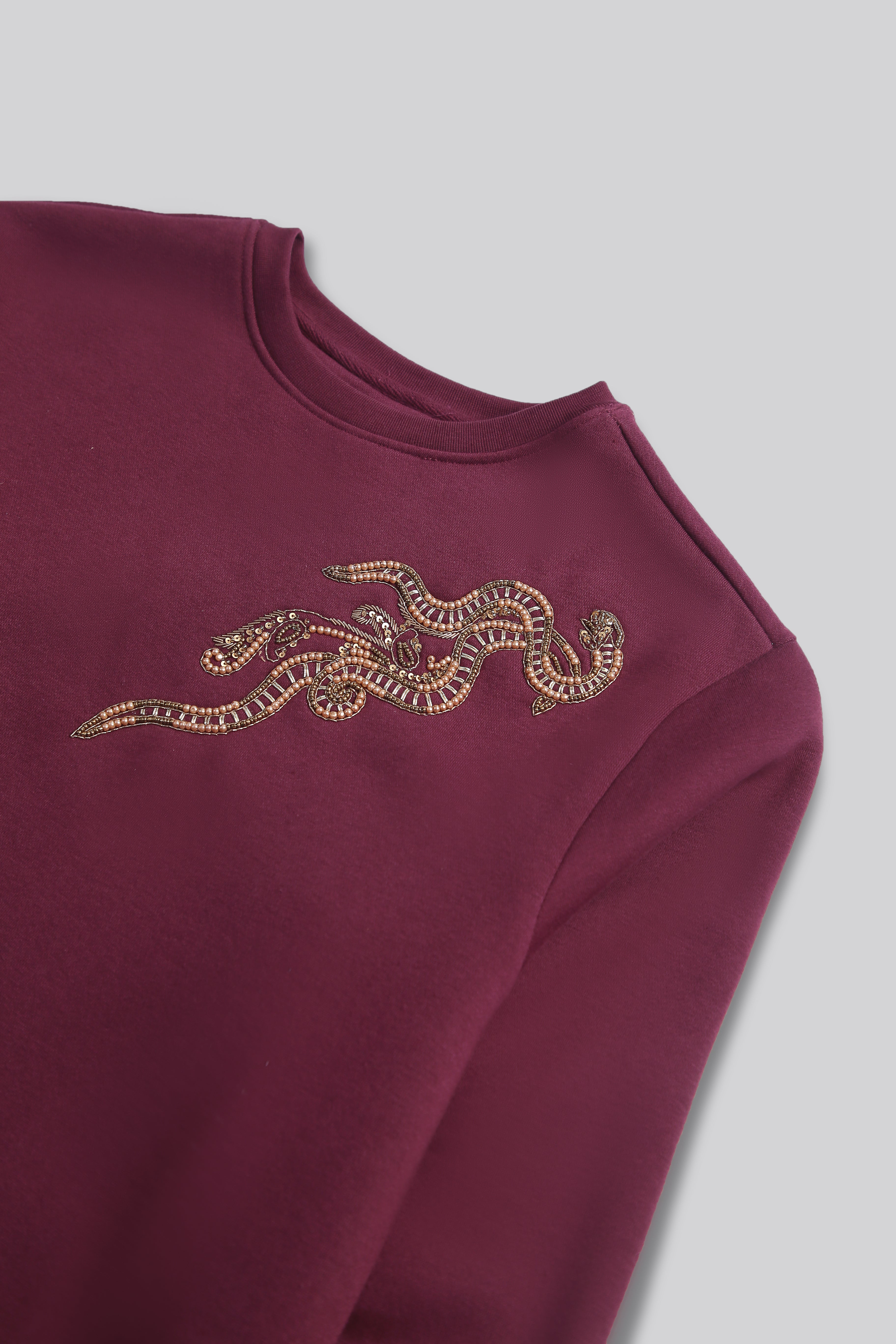 Beaded Fleece Sweatshirt - Brackets