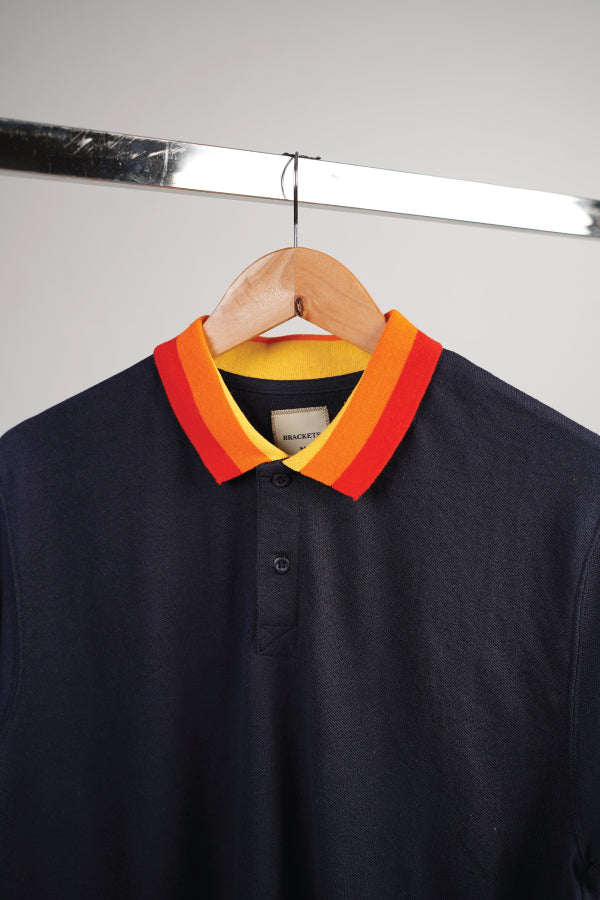 Polo Shirt With Sweater Knit Detailing - Brackets