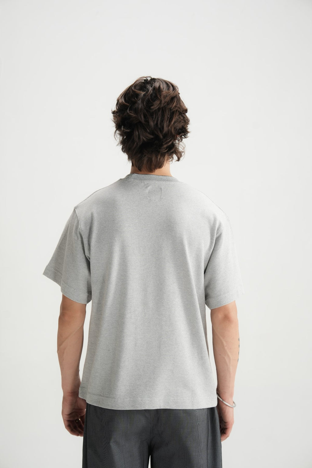 Self Textured Grey violet Relax fit Tee - Brackets