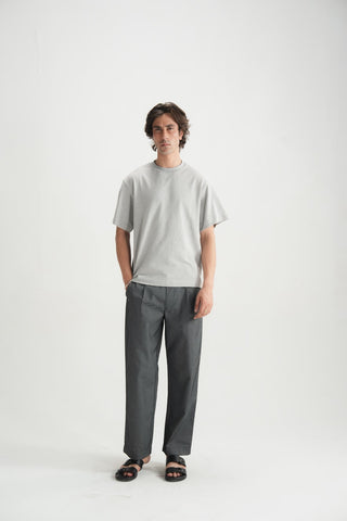 Self Textured Grey violet Relax fit Tee - Brackets