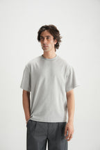Self Textured Grey violet Relax fit Tee - Brackets