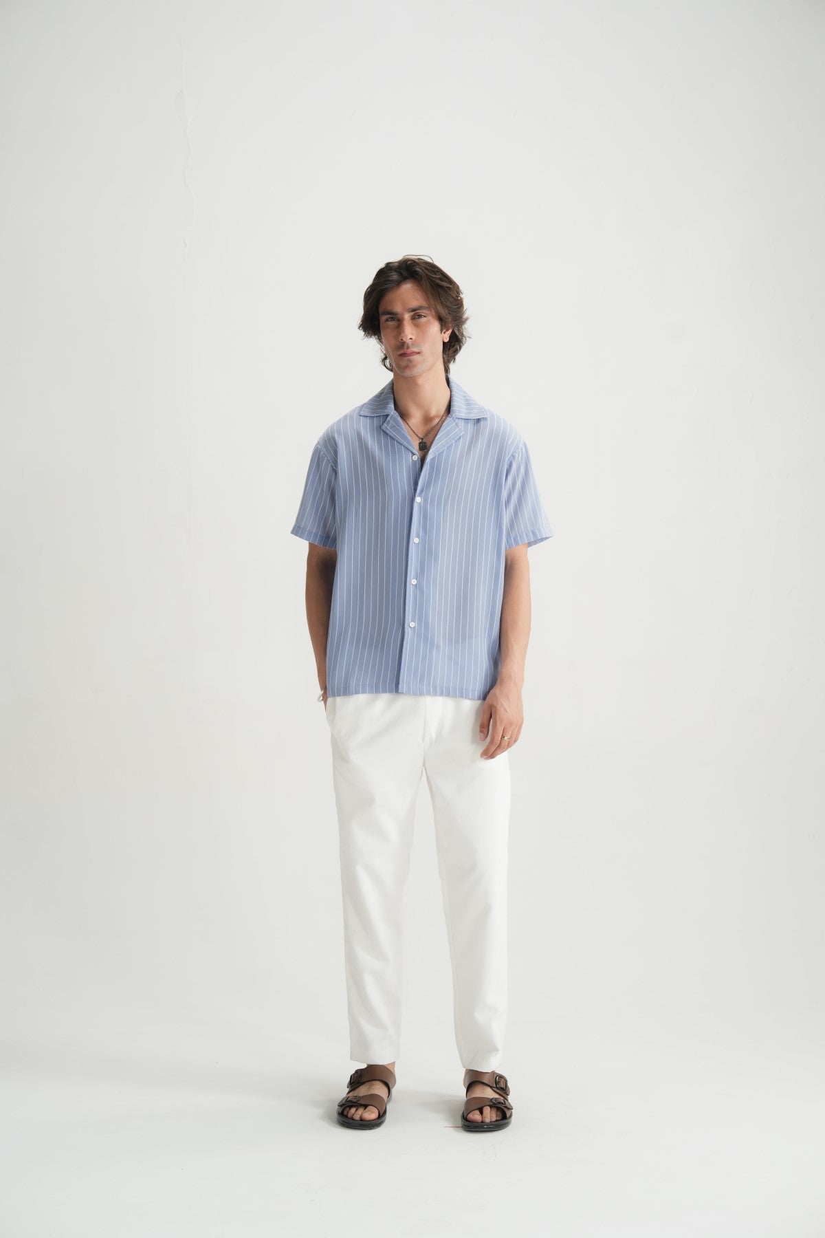 Resort Shirt in Soft Blue - Brackets