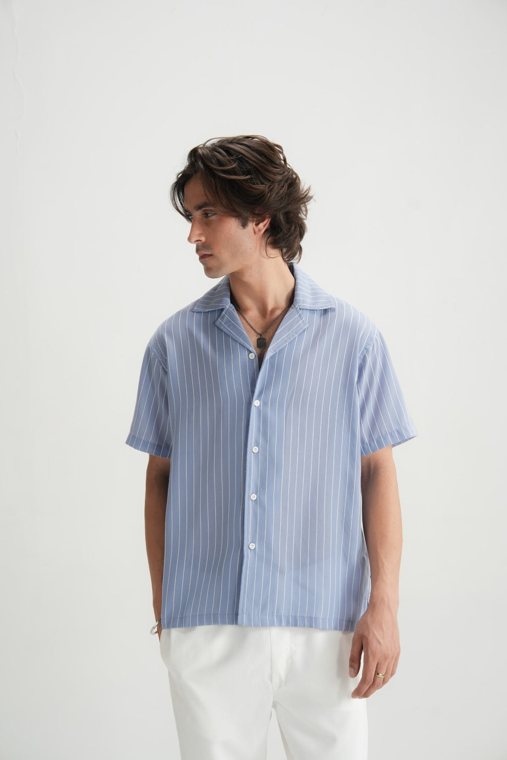 Resort Shirt in Soft Blue - Brackets