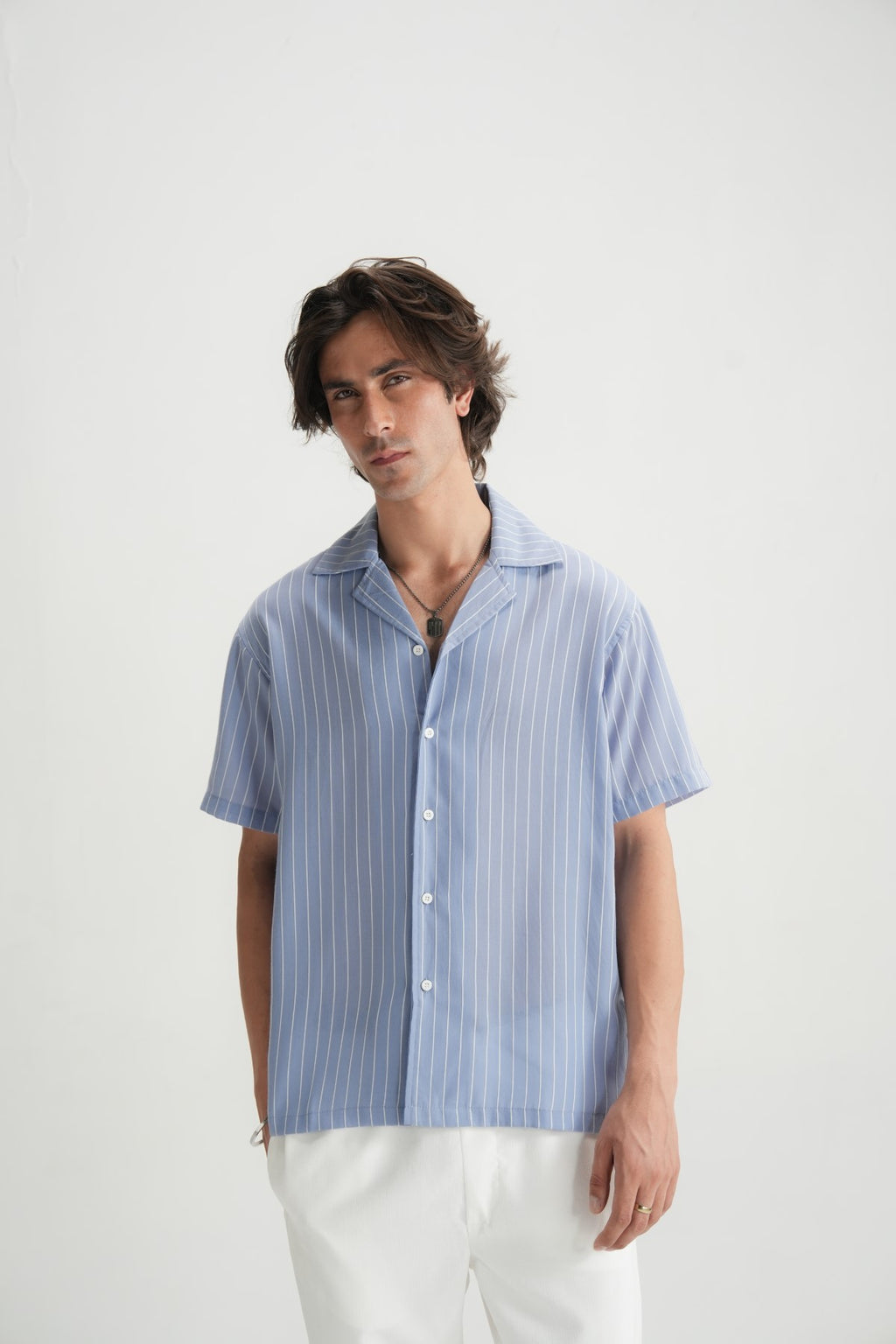 Resort Shirt in Soft Blue - Brackets