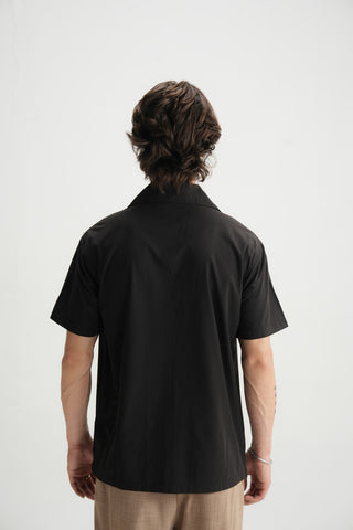 Black Cotton Resort Shirt - Brackets