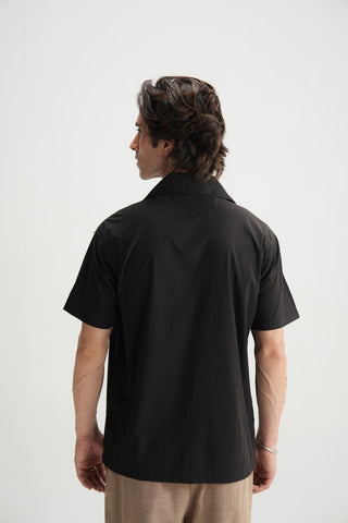 Black Cotton Resort Shirt - Brackets
