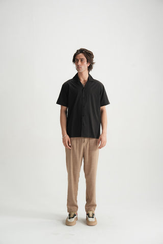Black Cotton Resort Shirt - Brackets