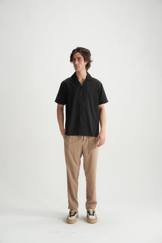 Black Cotton Resort Shirt - Brackets