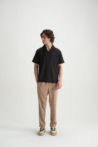 Black Cotton Resort Shirt - Brackets