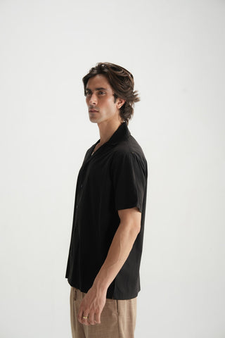 Black Cotton Resort Shirt - Brackets