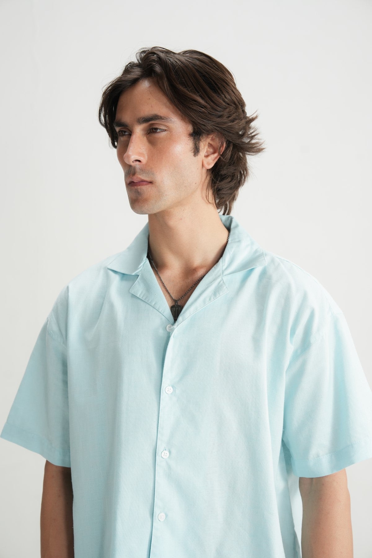 Aqua Linen Resort Shirt - Brackets