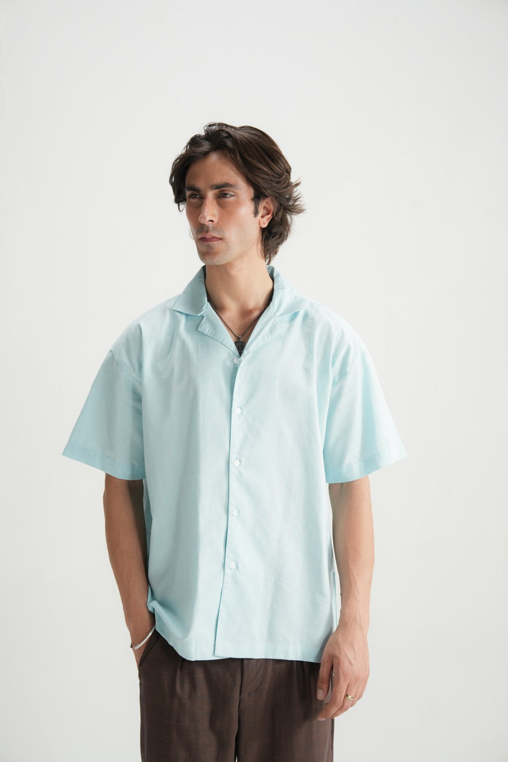 Aqua Linen Resort Shirt - Brackets