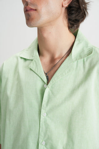 Arcadian Green Linen Resort Shirt - Brackets
