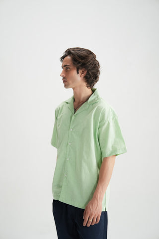 Arcadian Green Linen Resort Shirt - Brackets