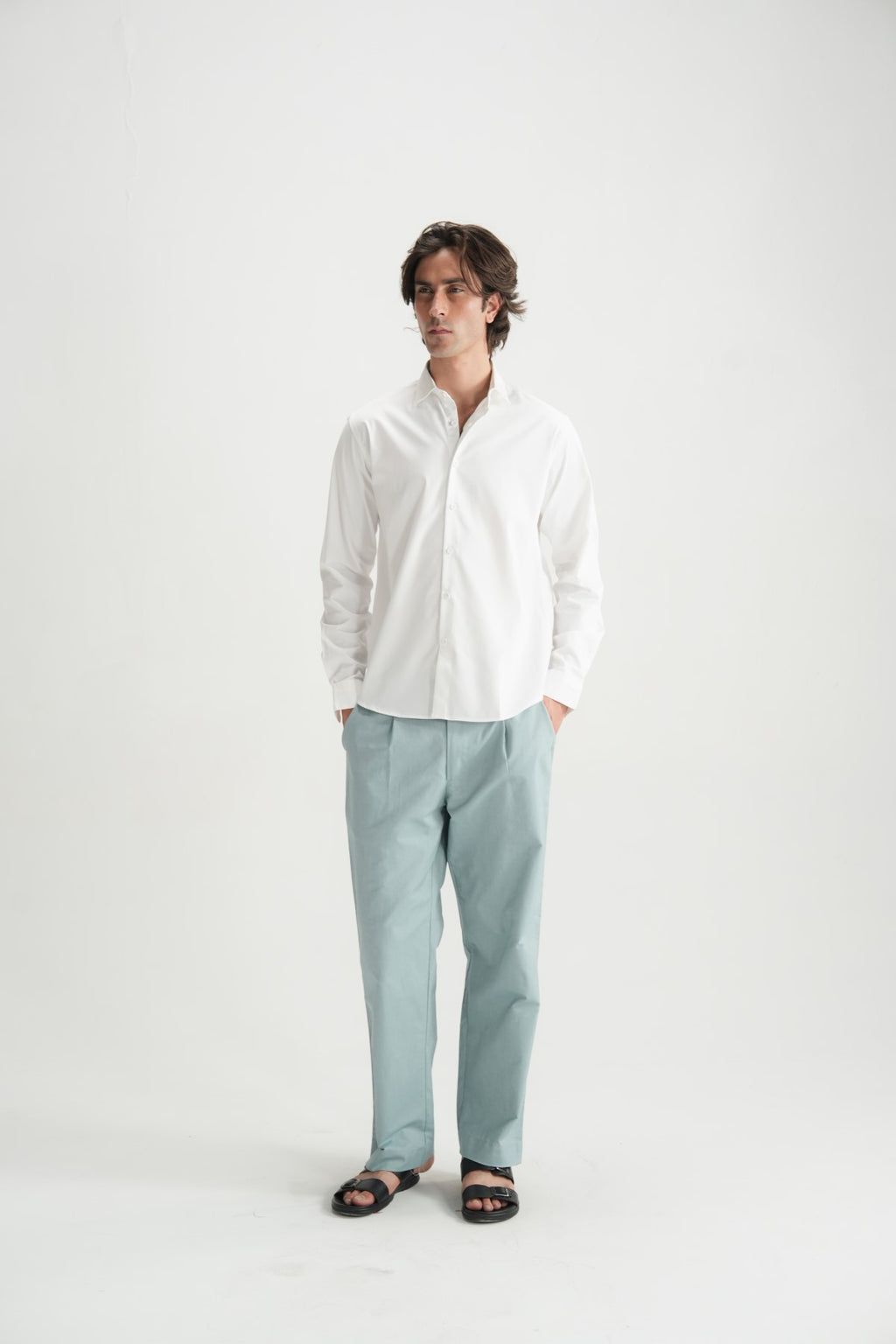 Classic White Button-Down Shirt - Brackets