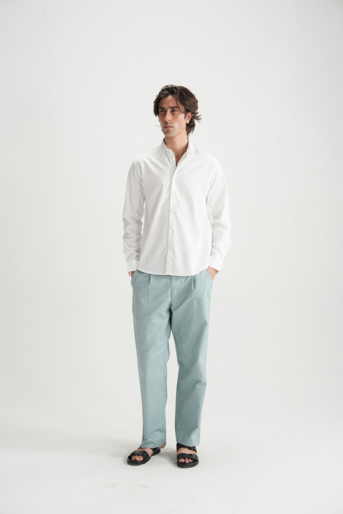 Classic White Button-Down Shirt - Brackets