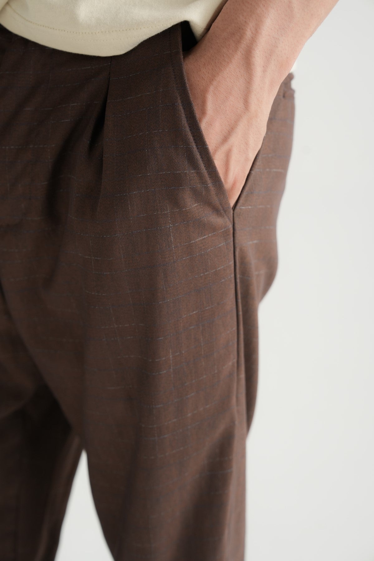 Brown Stone Pleated Pant Secondary image