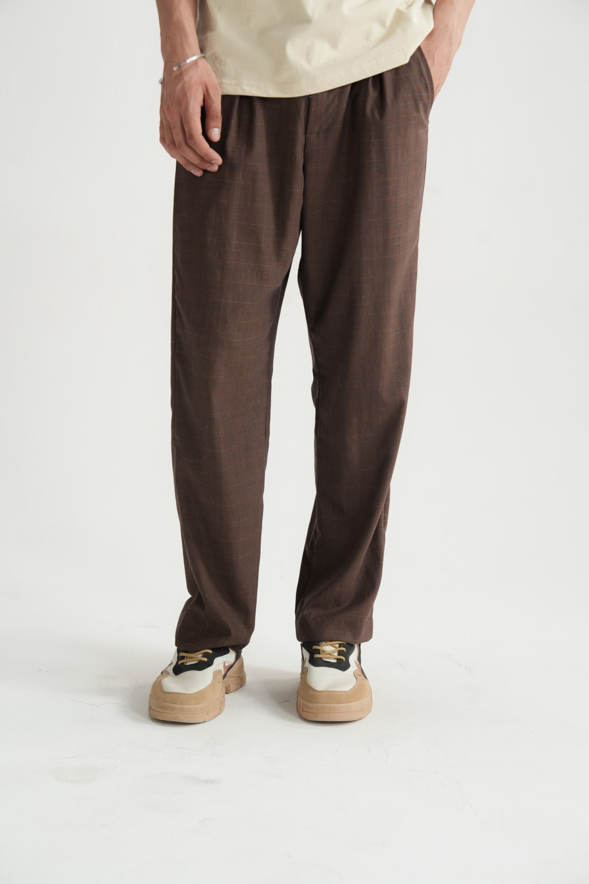 Brown Stone Pleated Pant - Brackets Main image