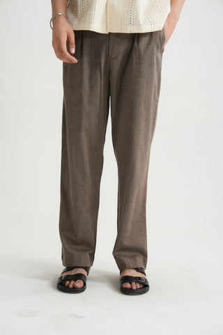 Brown Stone Pleated Pant - Brackets