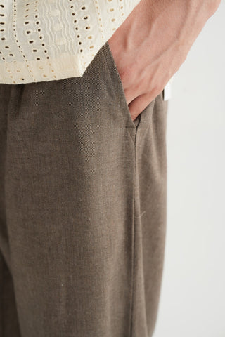 Brown Stone Pleated Pant - Brackets