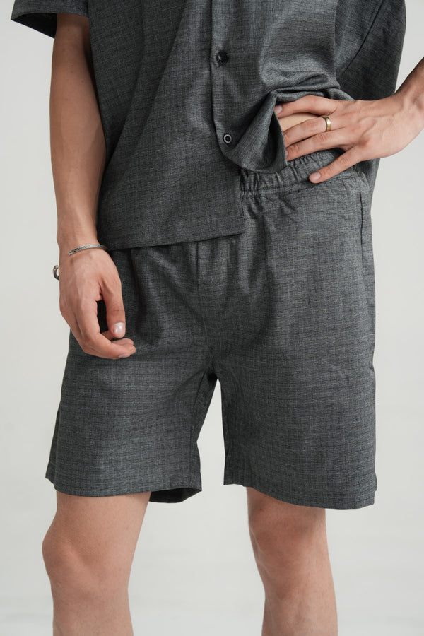 Black Self-Pattern Short - Brackets
