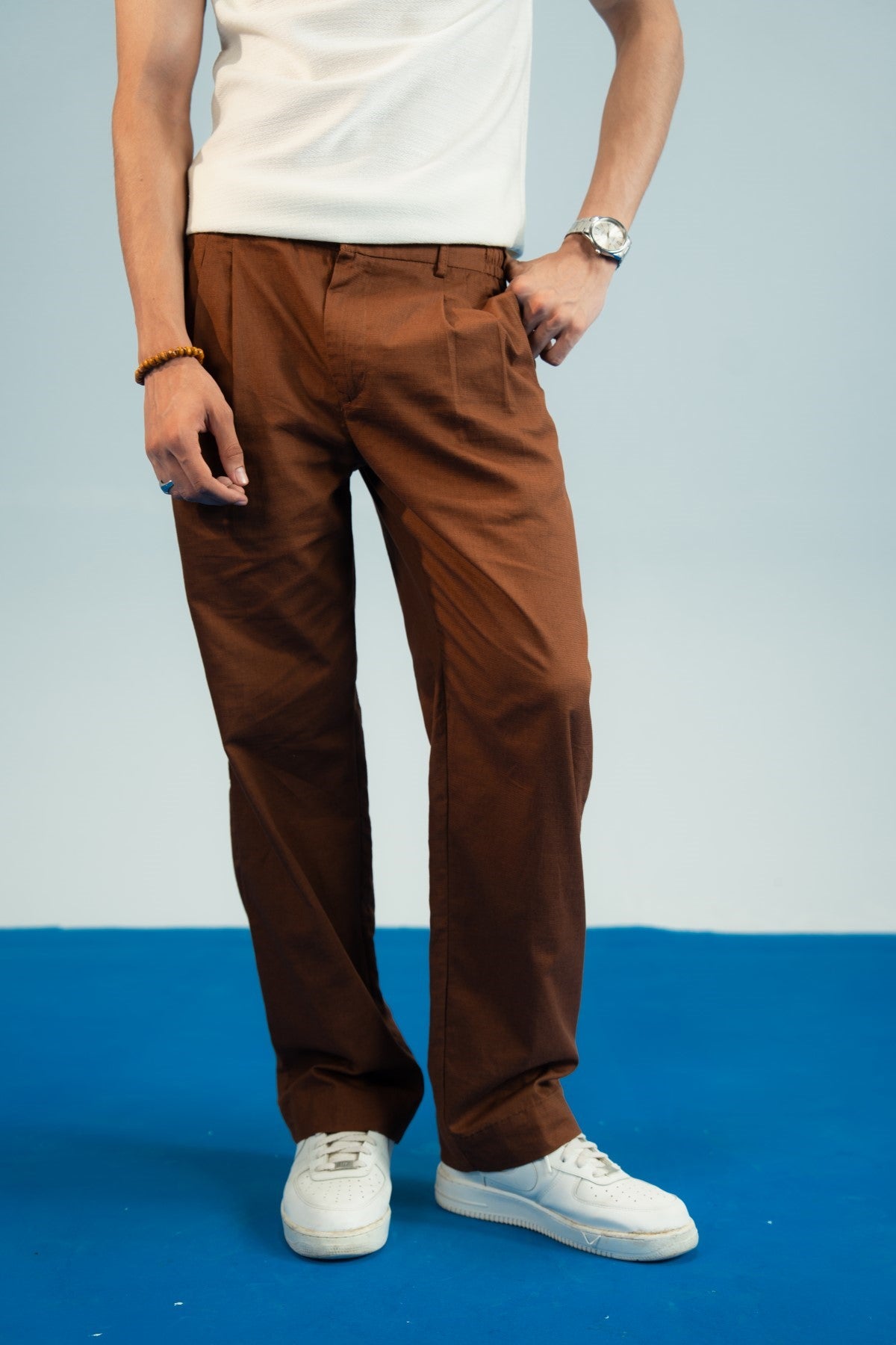 Caramel Brown Linen Trousers