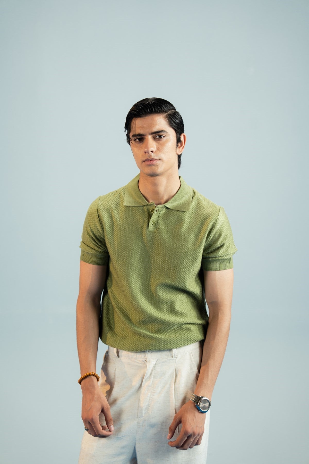 Smoke Green Jacquard Polo