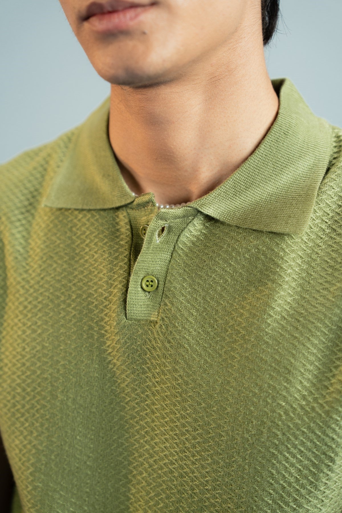 Smoke Green Jacquard Polo