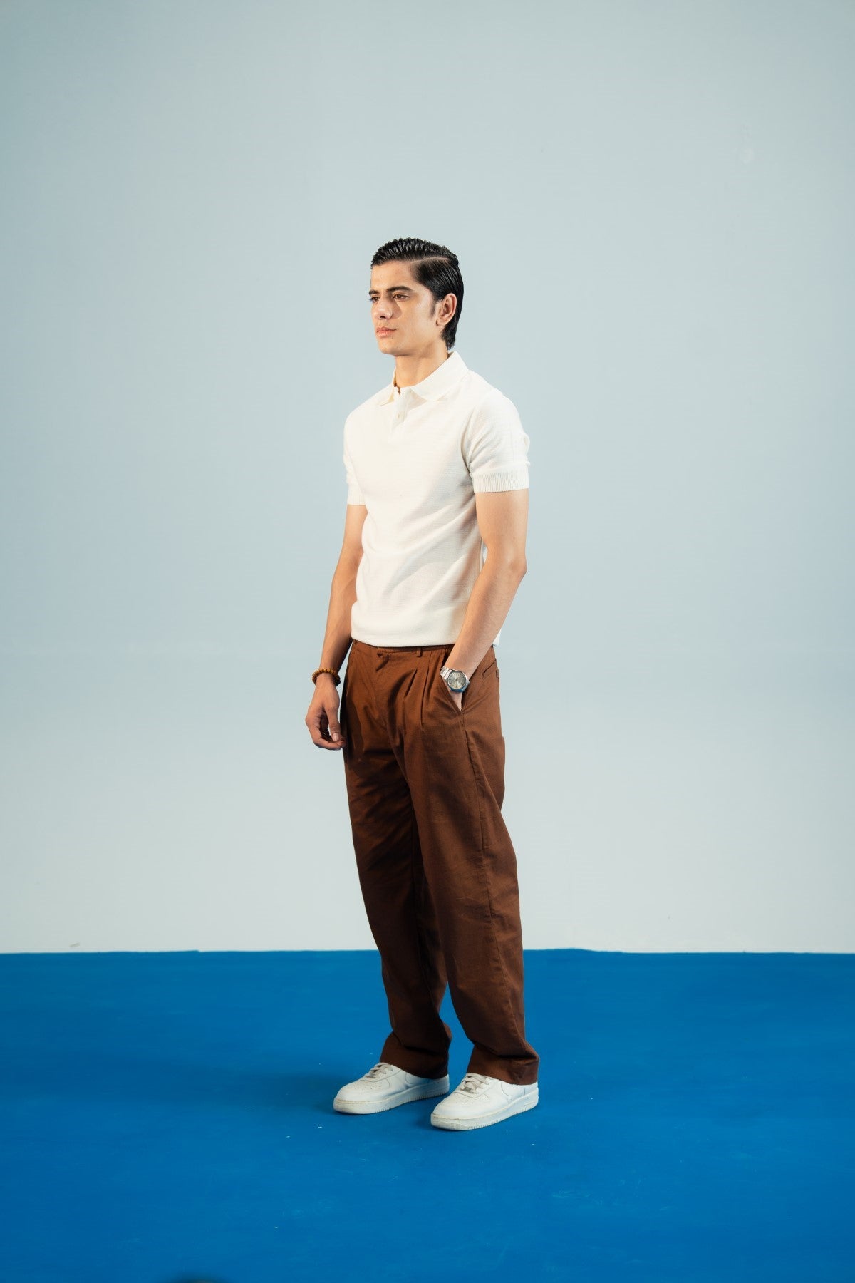 Vanilla White Jacquard Polo Main image