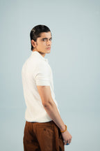 Vanilla White Jacquard Polo