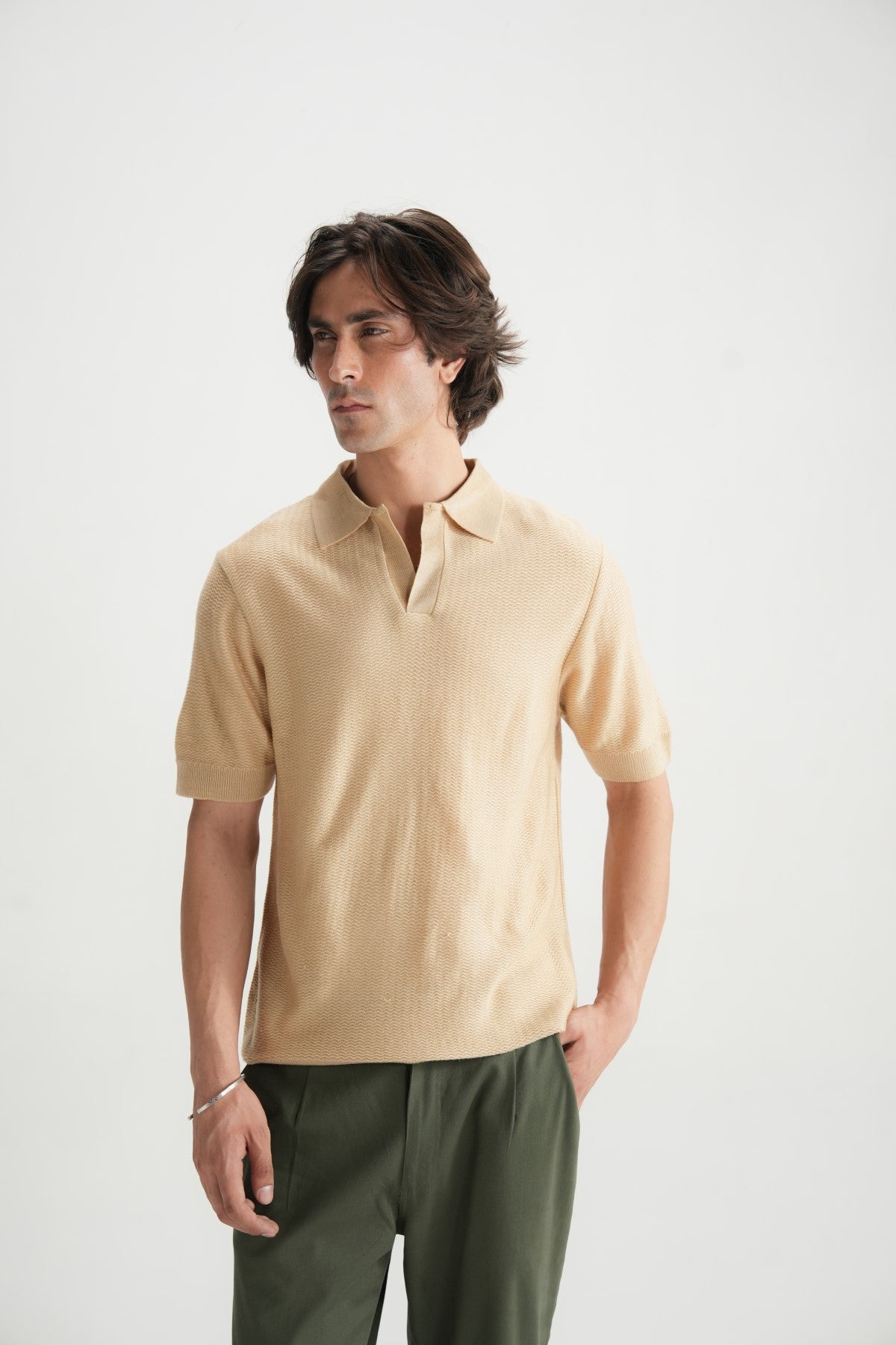 Almond Buff Jacquard Polo
